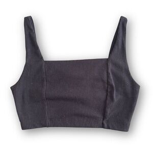 Tyche Ribbed Cropped Black Tank Size Large
